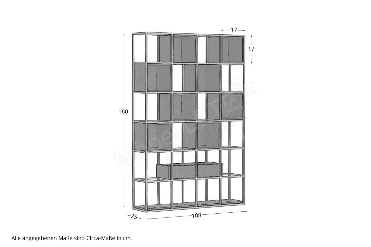 Regal Akazie & mit Metallgestell