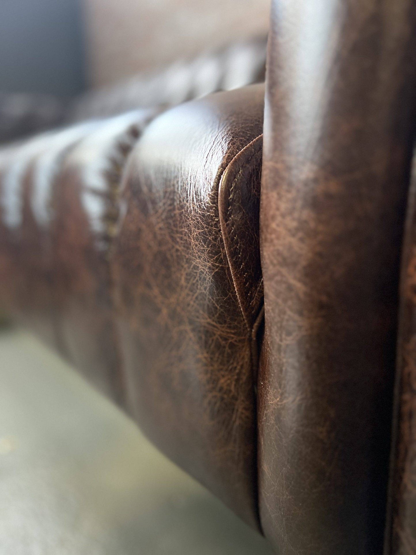 Sofa Amazonas mit Ottomane links , Echtleder