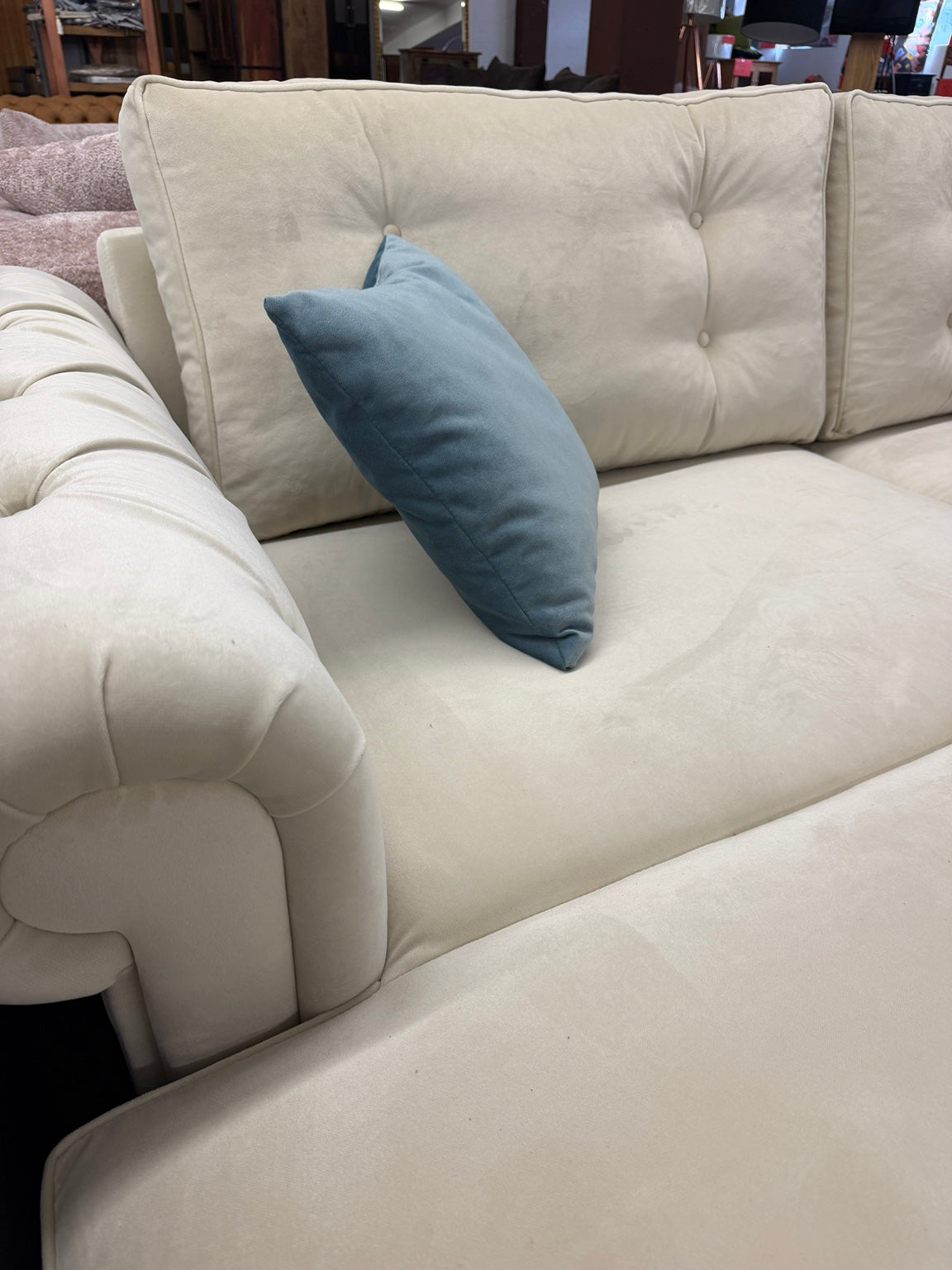 Sofa Destenzano Beige samt - 305 cm SONDERPREIS!!!