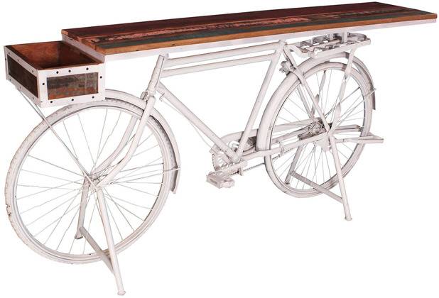 SIT Möbel Stehtisch aus recyceltem Fahrrad | Altholz bunt | Metall weiß 01054-57 THIS & THAT