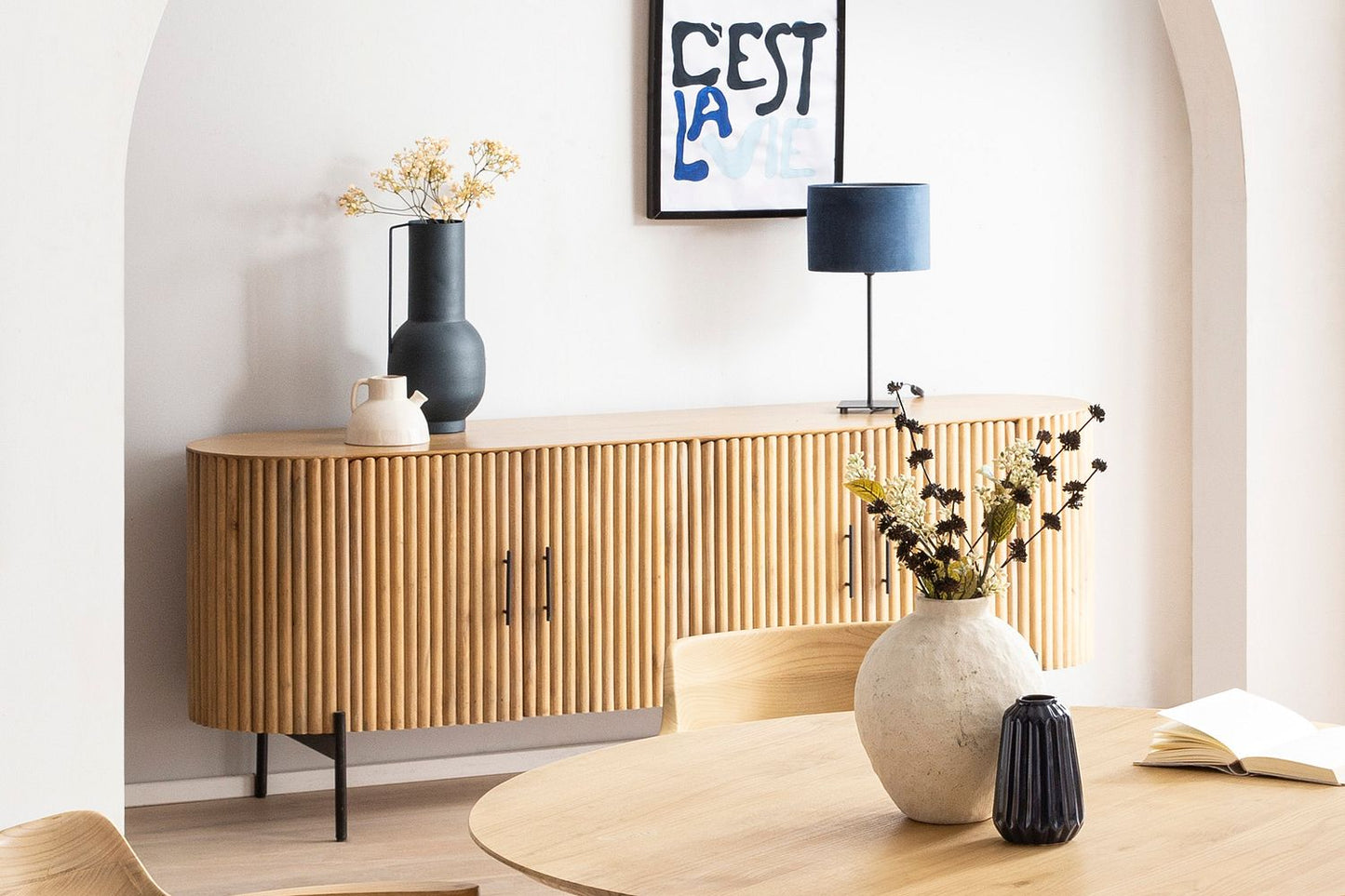 Sit Möbel Sideboard aus massivem Mangoholz – moderner Lamellen-Look
