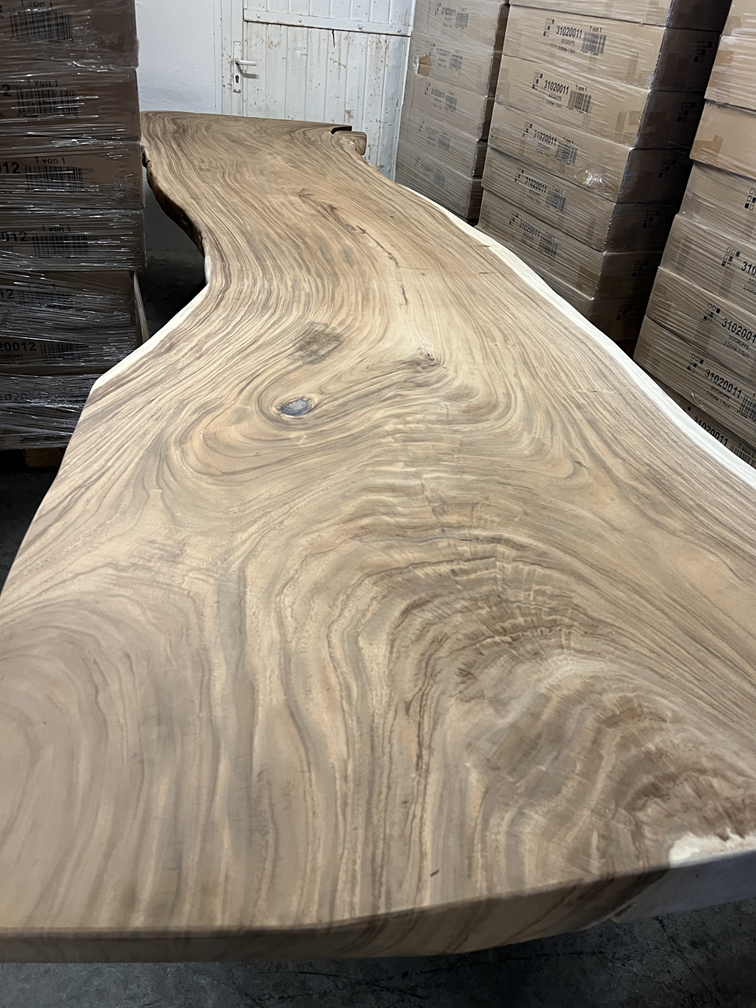 Exclusiver Designtisch aus Baumstamm Suar - echtes Kunsterwerk