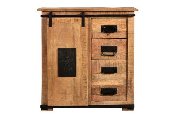 SIT Möbel NAMUR Kommode Mango natur mit antikschwarzen Beschlägen 14201