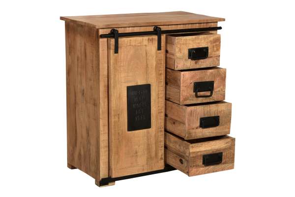 SIT Möbel NAMUR Kommode Mango natur mit antikschwarzen Beschlägen 14201