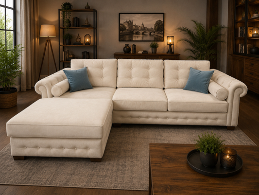 Sofa Destenzano Beige samt - 310 cm SONDERPREIS!!!