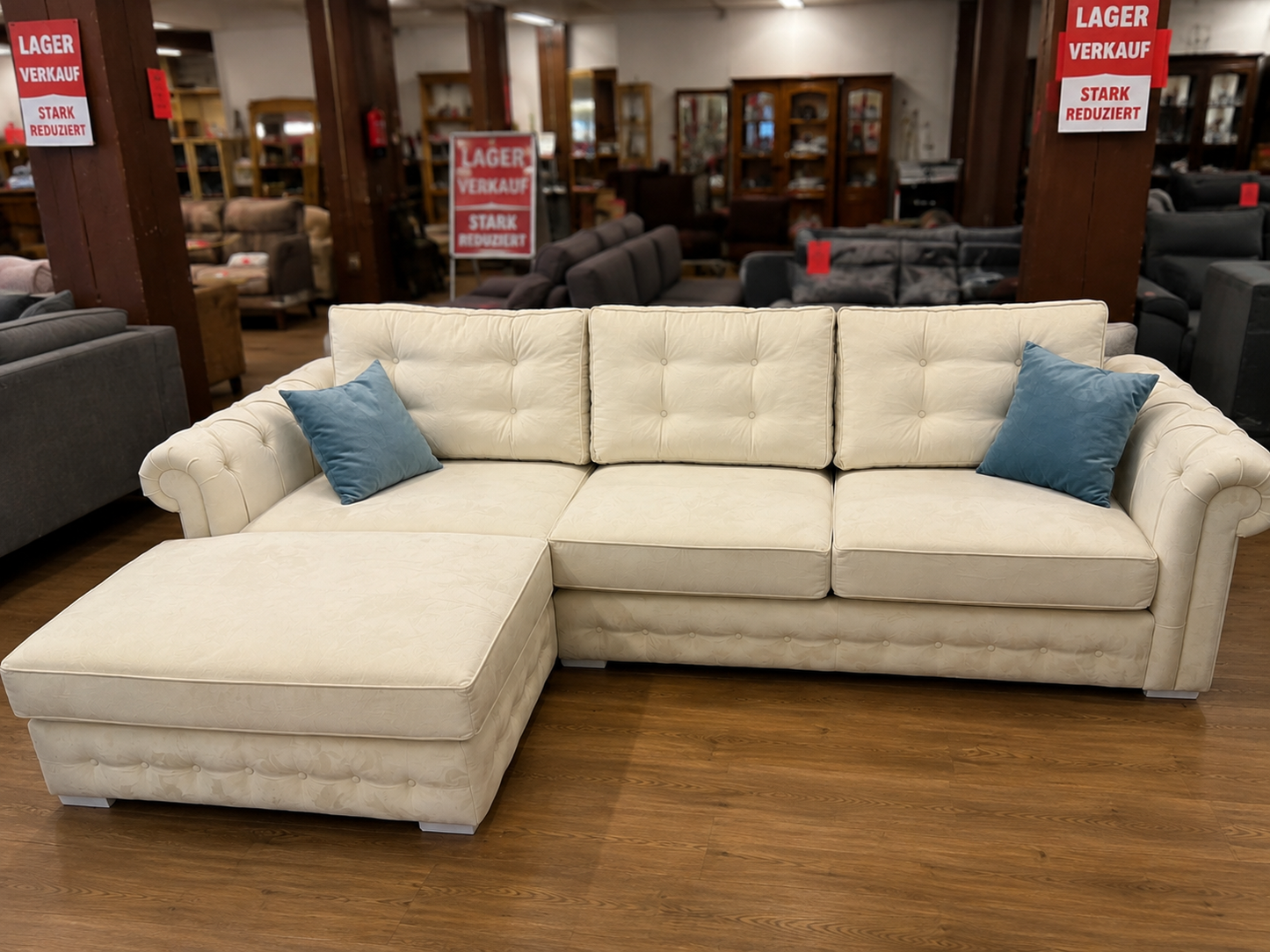 Sofa Destenzano Beige samt - 305 cm SONDERPREIS!!!