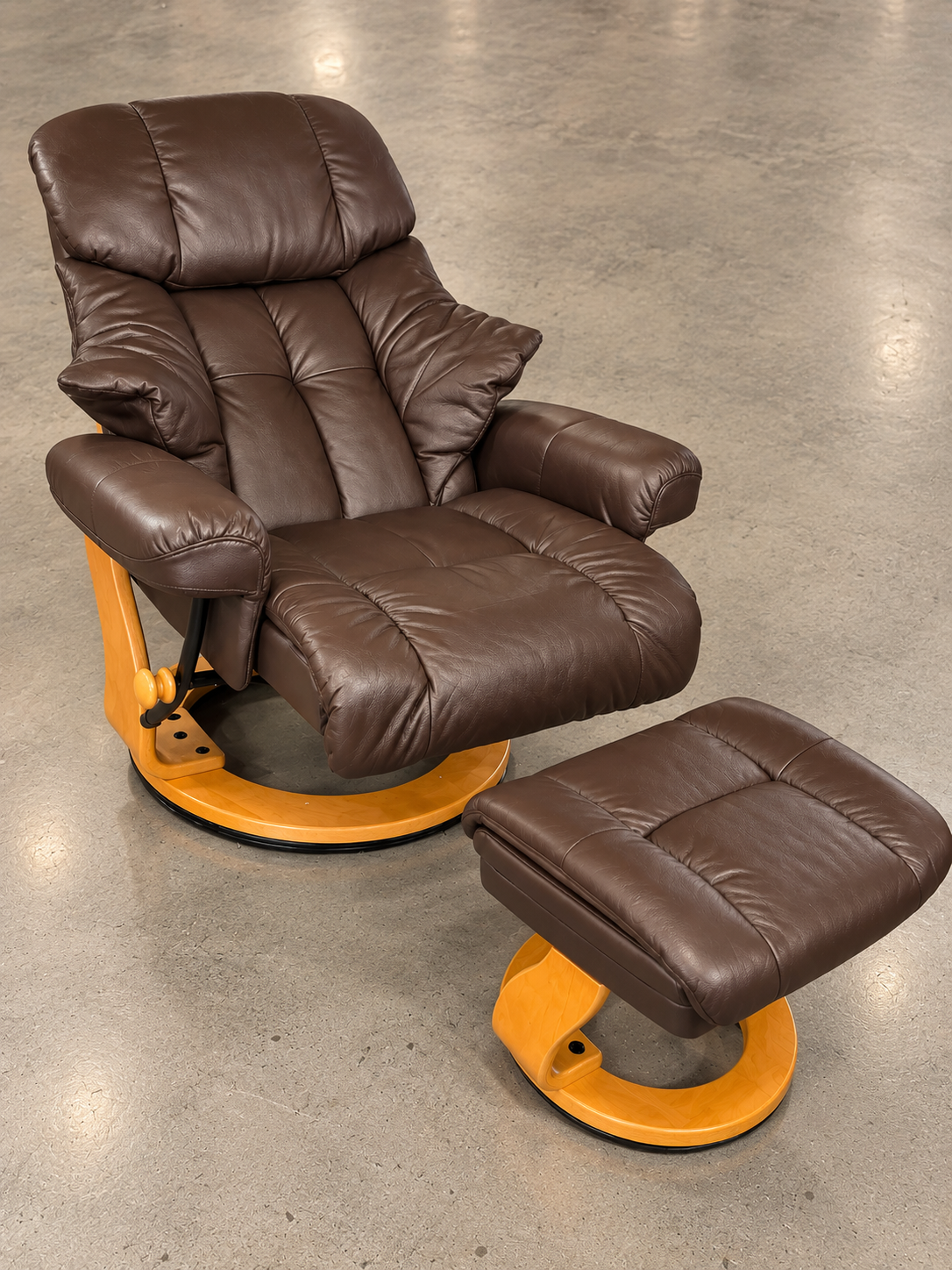 Echt Leder Relaxsessel Sessel mit Hocker drehbar