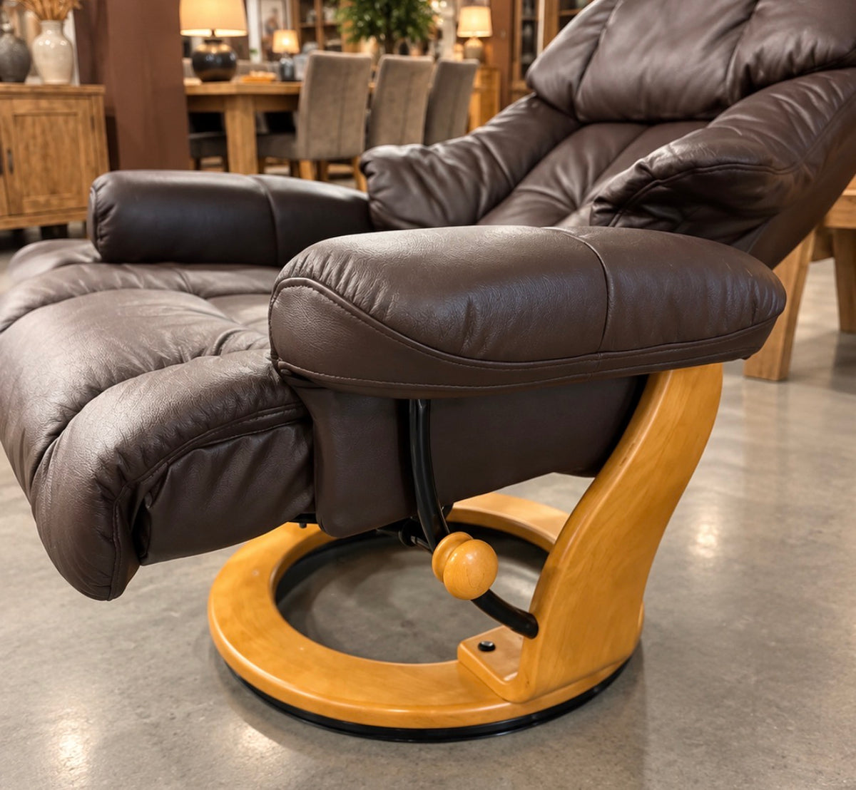 Echt Leder Relaxsessel Sessel mit Hocker drehbar