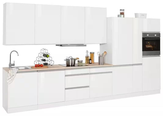 NEUE Küchenzeile mit E-Geräten, Breite 390 cm - Weiß lackiert