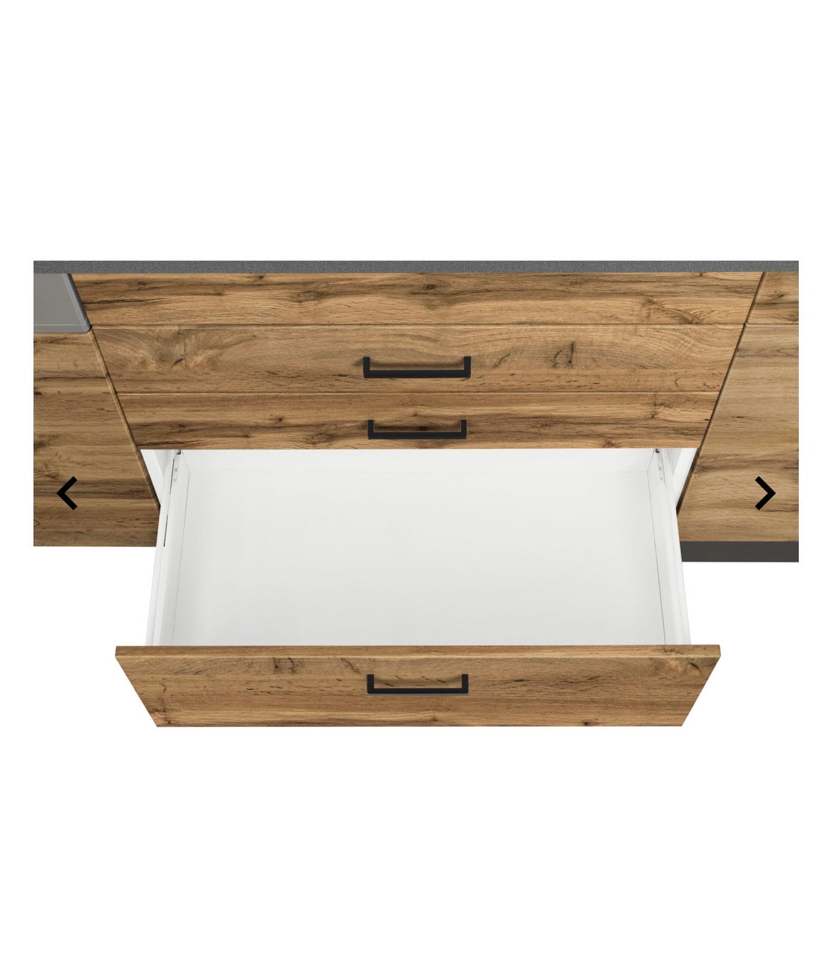 NEUE Küchenzeile mit E-Geräten, Breite 350 cm  Wotaneichefarbe