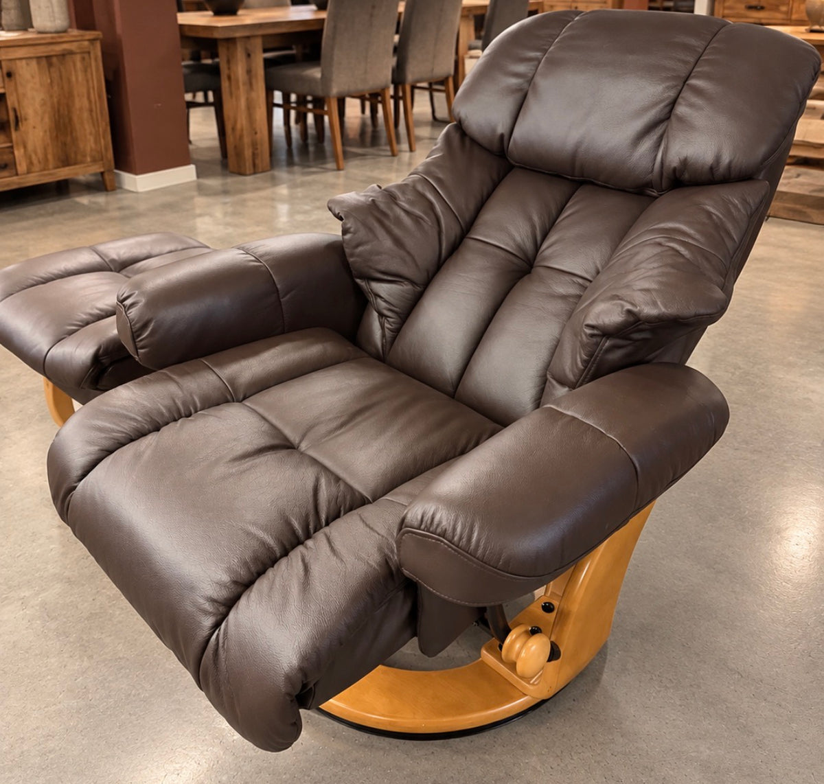 Echt Leder Relaxsessel Sessel mit Hocker drehbar