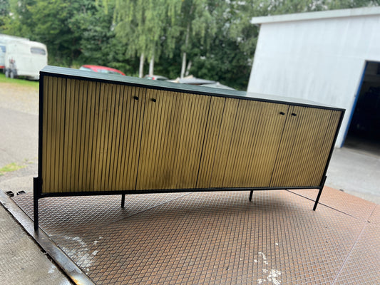 EINMALIGES Sideboard 4-türig 180 cm aus Holz - Schwarz mit goldener Oberfläche