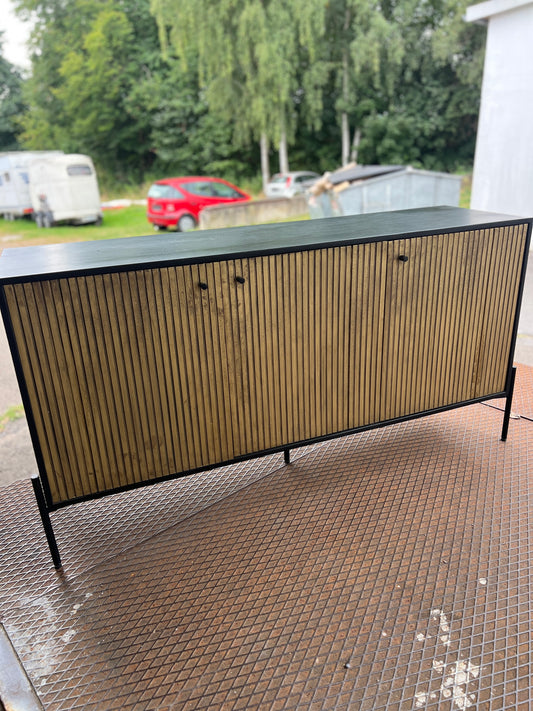 EINMALIGES Sideboard 3-türig 145 cm aus Holz - Schwarz mit goldener Oberfläche