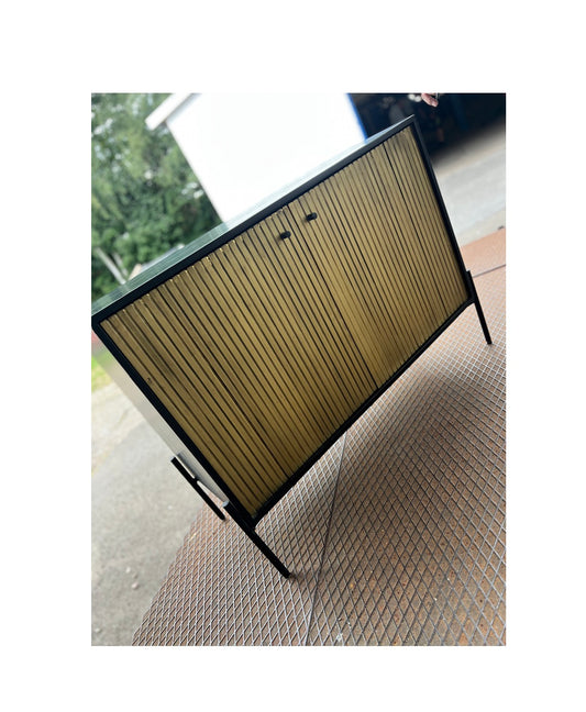 EINMALIGES Sideboard 2-türig 100 cm aus Holz - Schwarz mit goldener Oberfläche