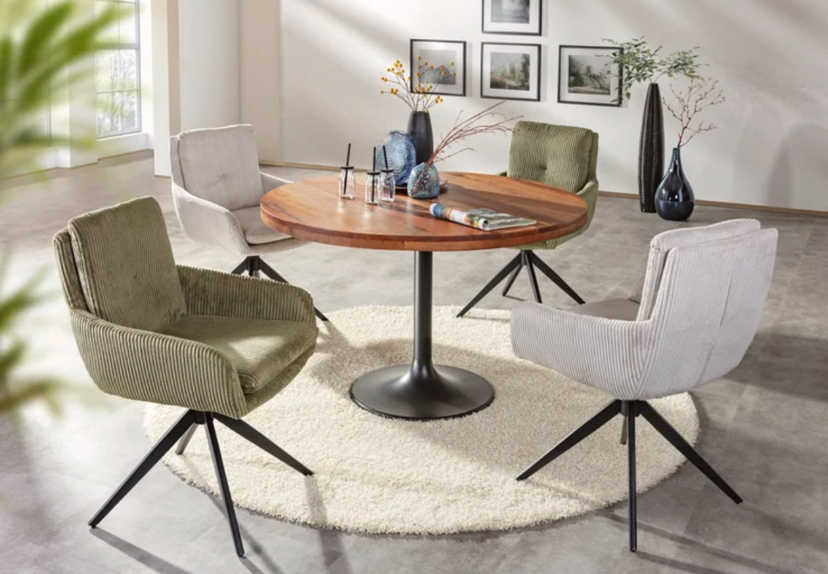 Toller Drehsessel Cordbezug beige /schwarz