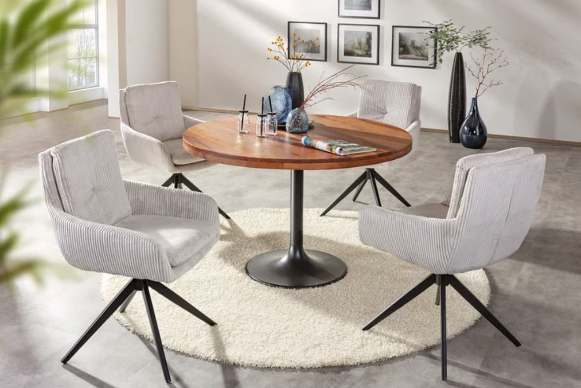 Toller Drehsessel Cordbezug beige /schwarz