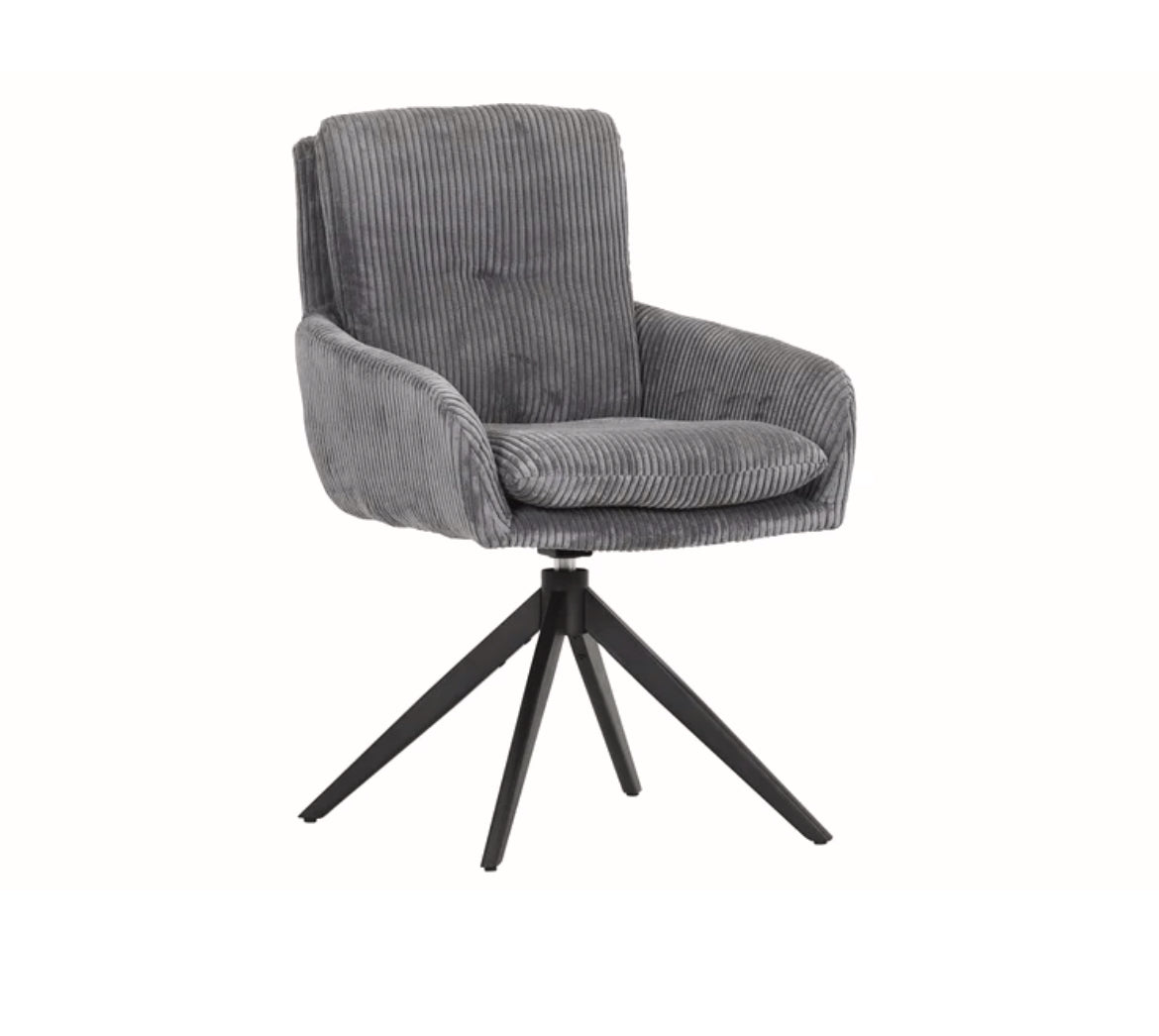 Toller Drehsessel Cordbezug grau /schwarz