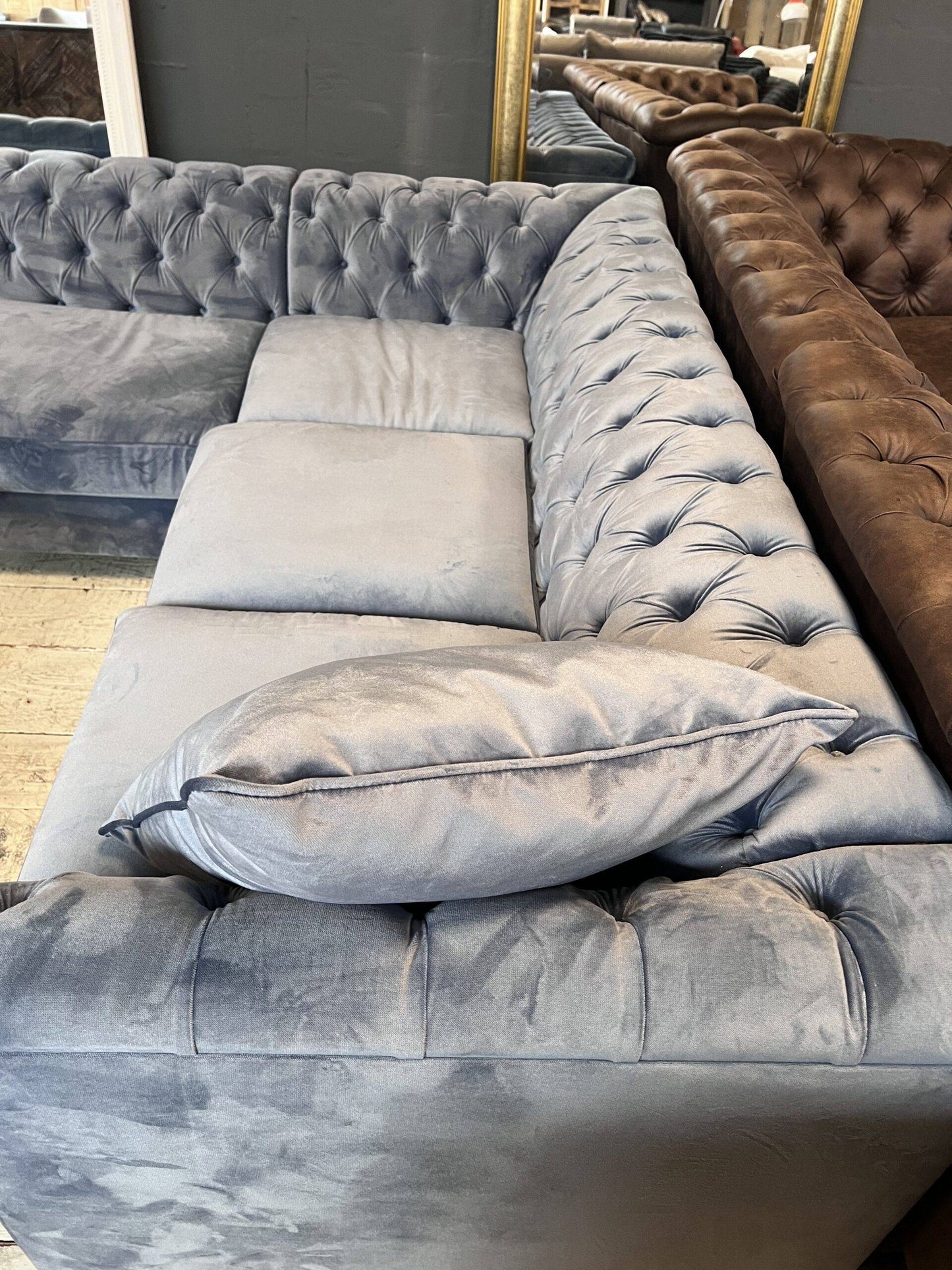 Chesterfield - Ecksofa in Juke - Ice Blue 43
