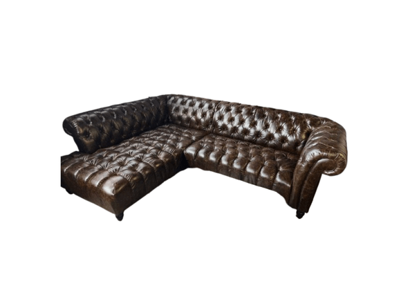 Sofa Amazonas mit Ottomane links , Echtleder