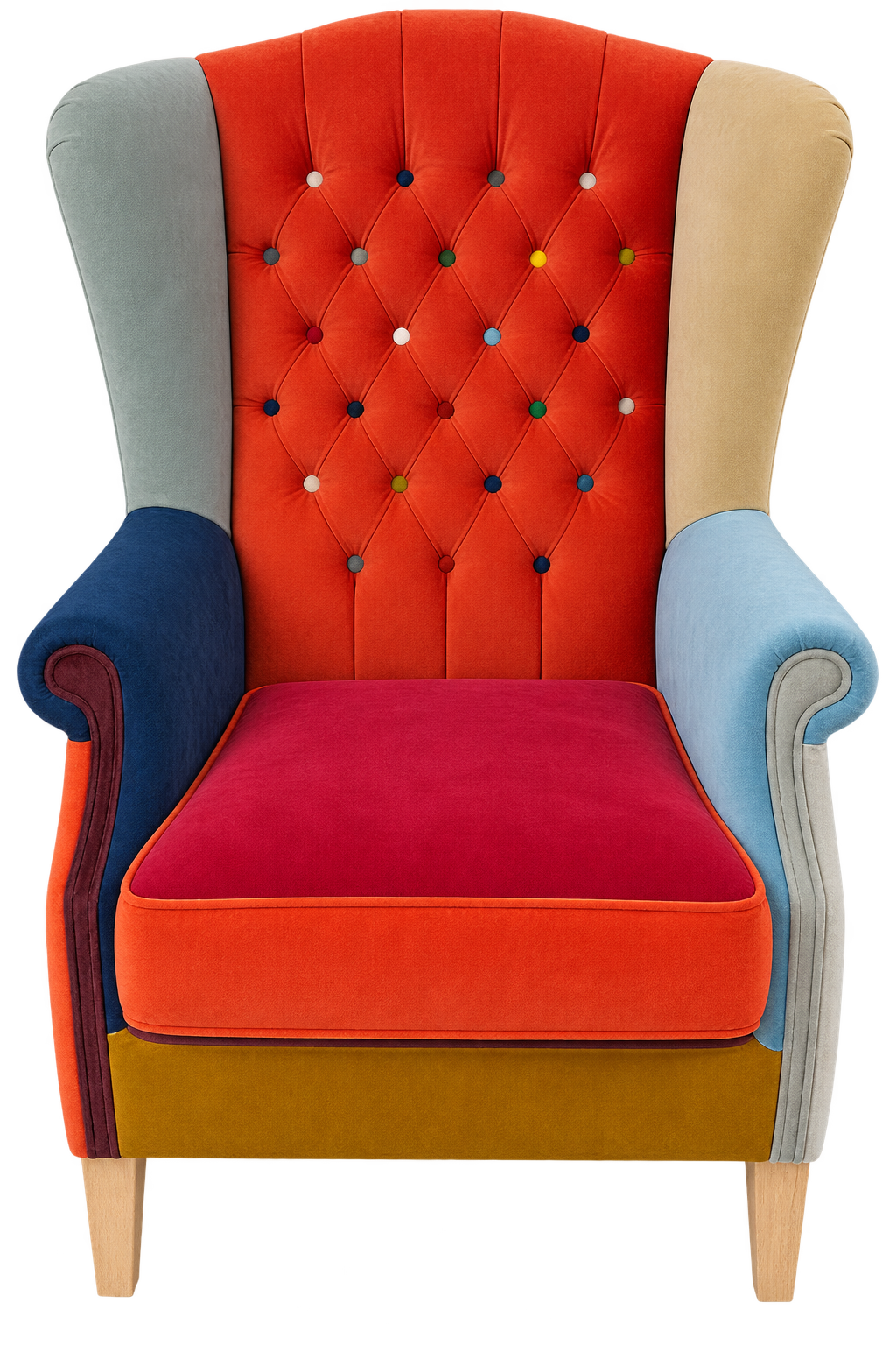 Handgefertigter Patchwork-Sessel – Eigenproduktion