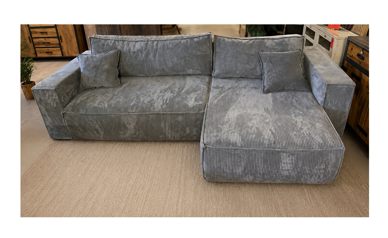 Moderne Eckgarnitur mit Bettfunktion / Schlafsofa – Cord Grau