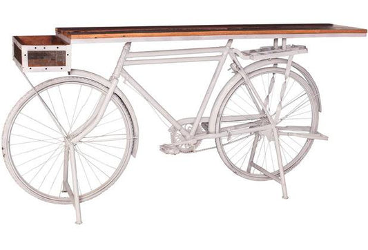 SIT Möbel Stehtisch aus recyceltem Fahrrad | Altholz bunt | Metall weiß 01054-57 THIS & THAT